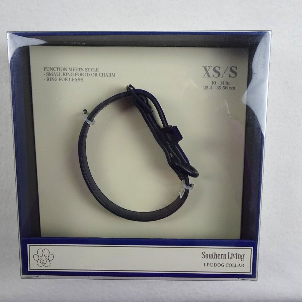 Southern Living Faux Leather Dog Collar Size XS / SMALL Blue Adjustable